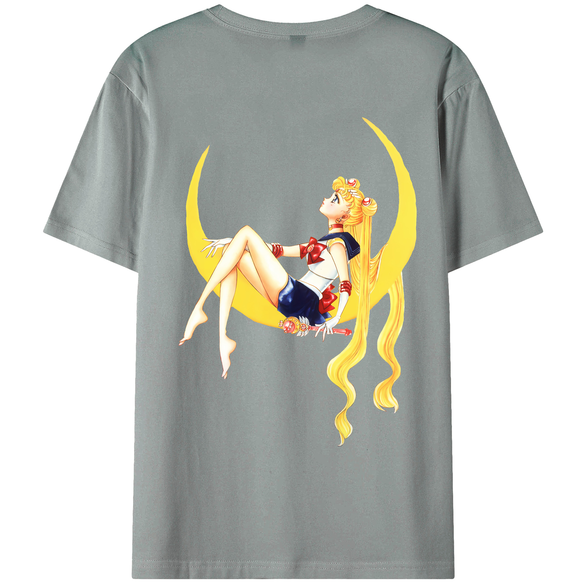 （画像用） 美少女戦士セーラームーン 月野 うさぎ つきの うさぎ Sailor Moon Tsukino Usagi 綿100％ メンズ半袖Tシャツ（バックプリント） 通気性